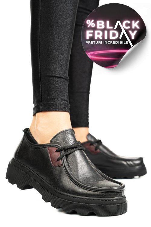 Pantofi negri piele naturala apckd-9524