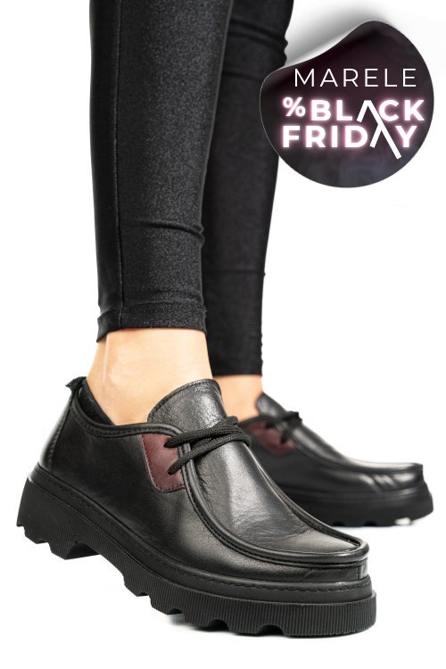 Pantofi negri piele naturala apckd-9524