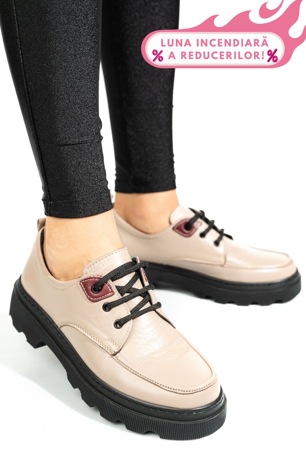 PANTOFI BEJ PIELE NATURALA APCKD7465