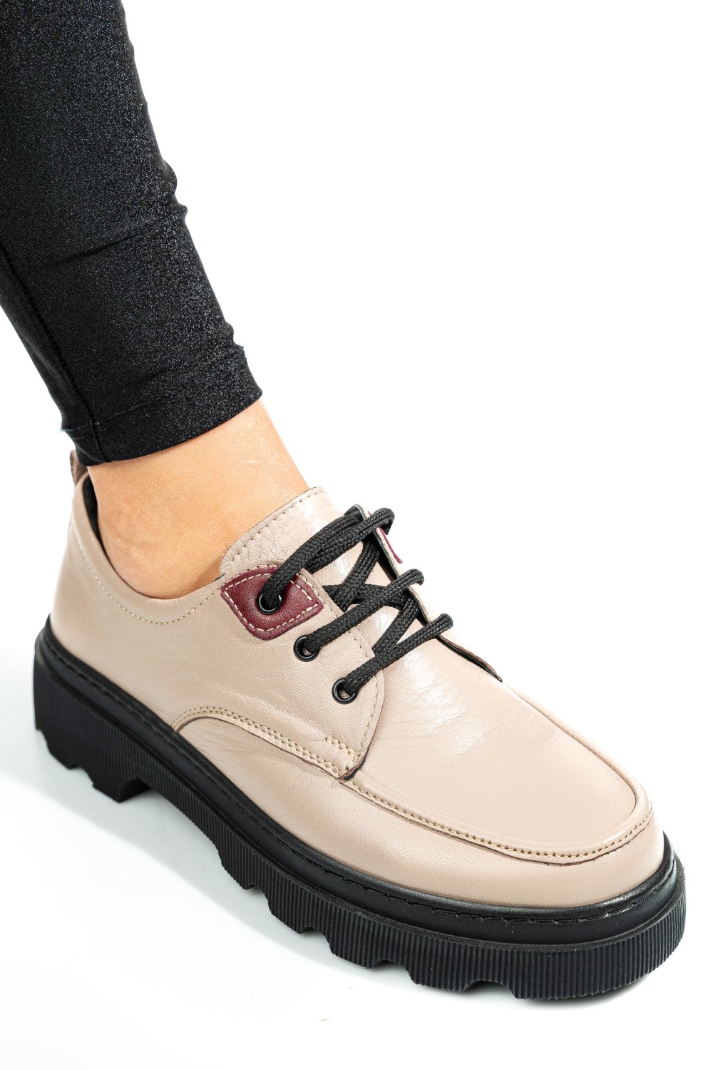 PANTOFI BEJ PIELE NATURALA APCKD7465