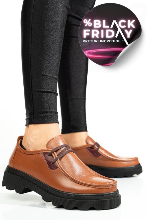 Pantofi maro piele naturala apckd-9524