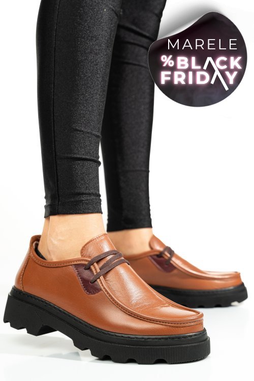 Pantofi maro piele naturala apckd-9524