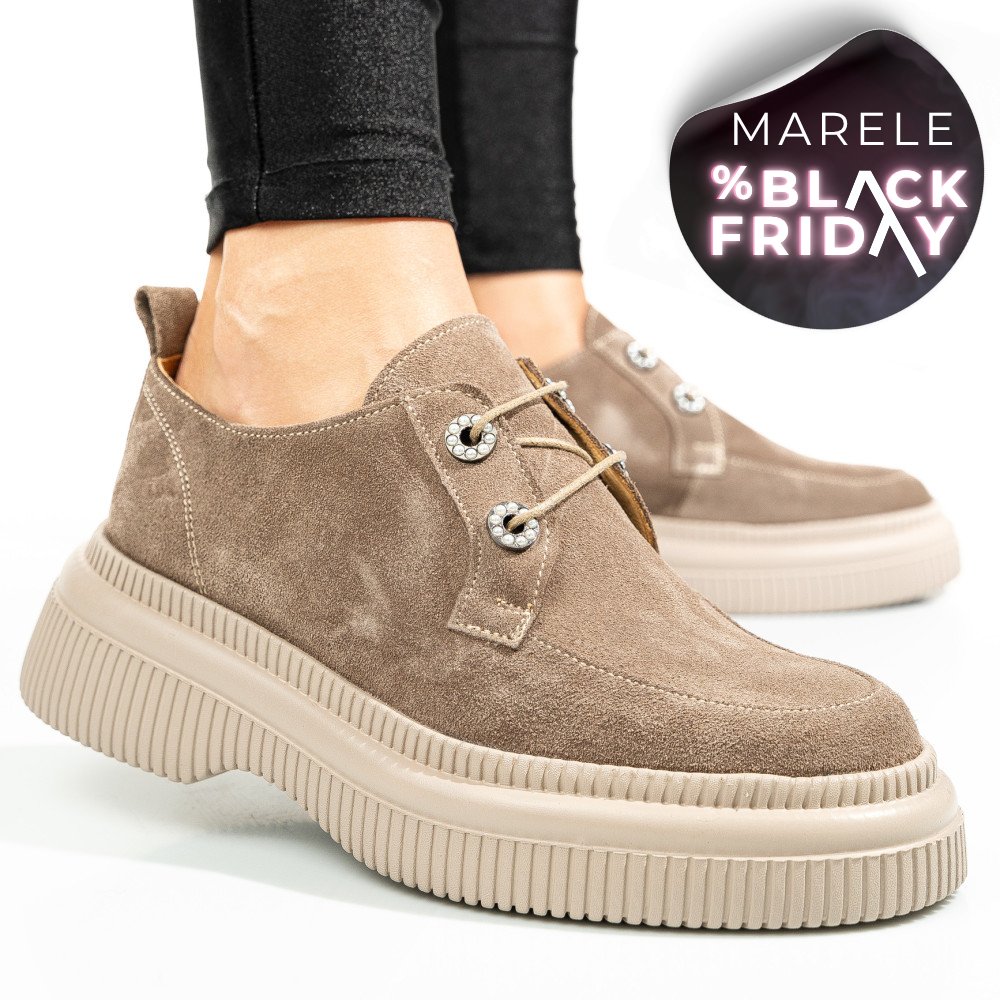 PANTOFI BEJ PIELE NATURALA INTOARSA 2S7751617SP