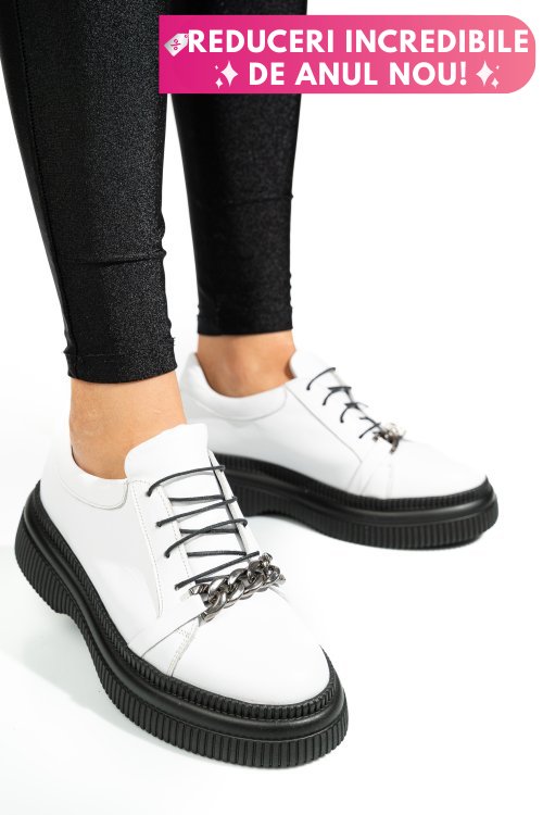 Pantofi albi piele naturala  251620np