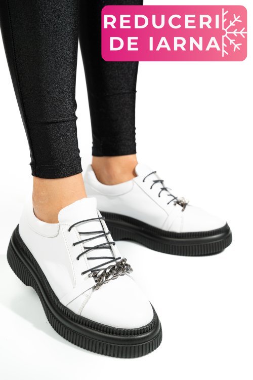 Pantofi albi piele naturala  251620np