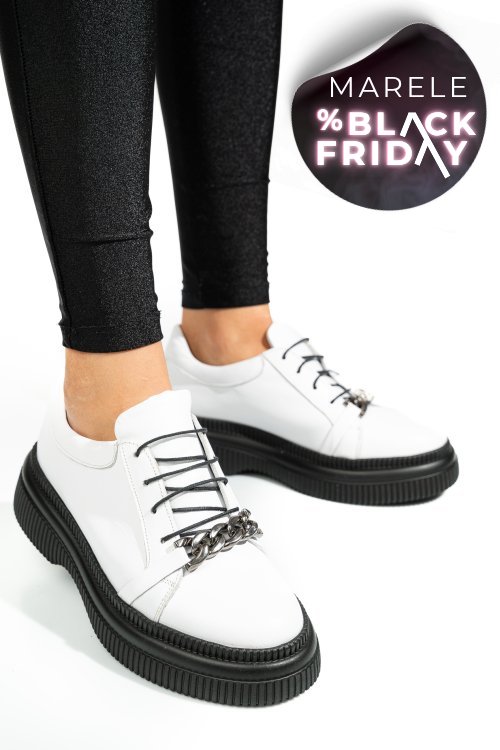 Pantofi albi piele naturala  251620np