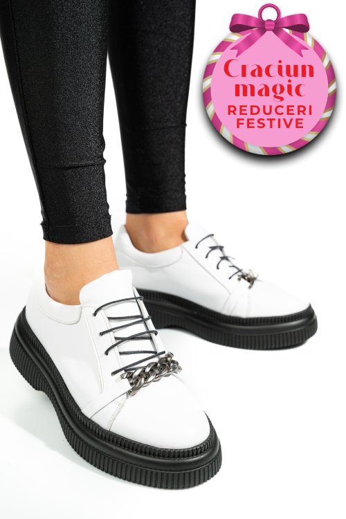 Pantofi albi piele naturala  251620np