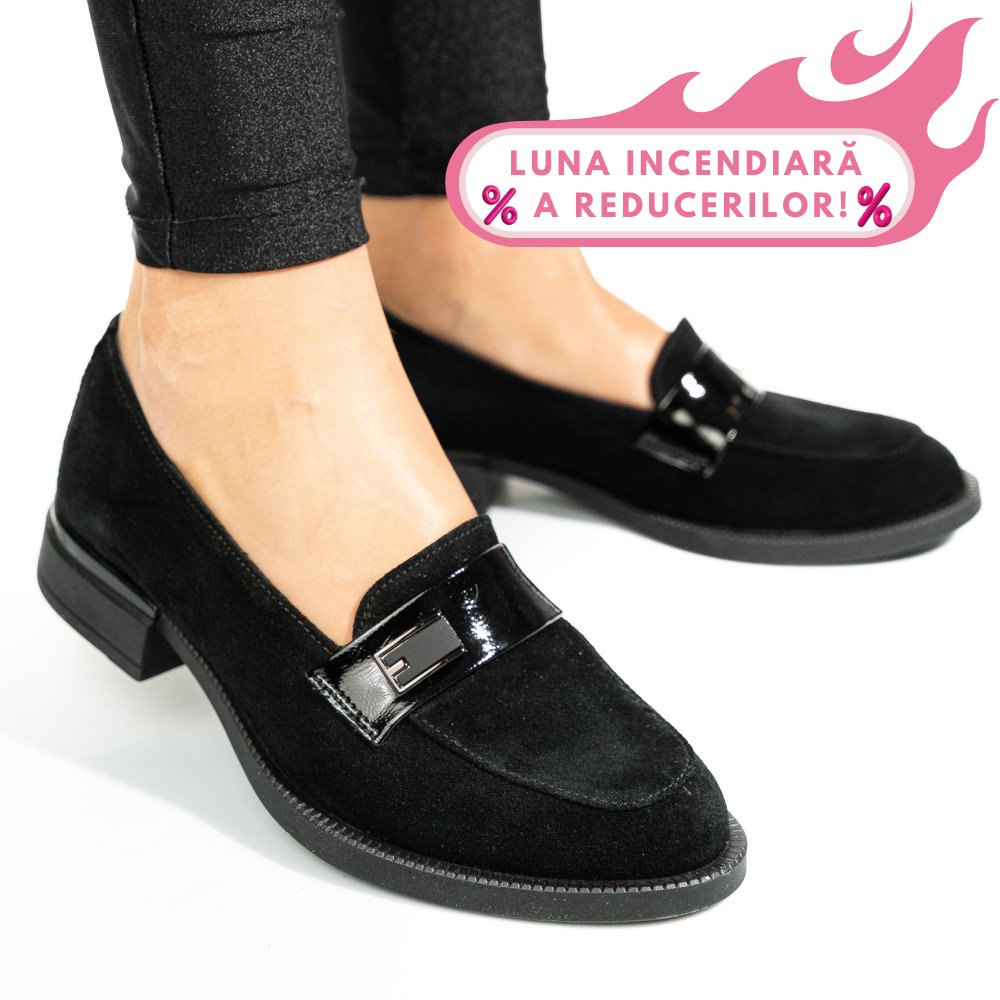 MOCASINI NEGRI PIELE NATURALA INTOARSA 2S7751626SP