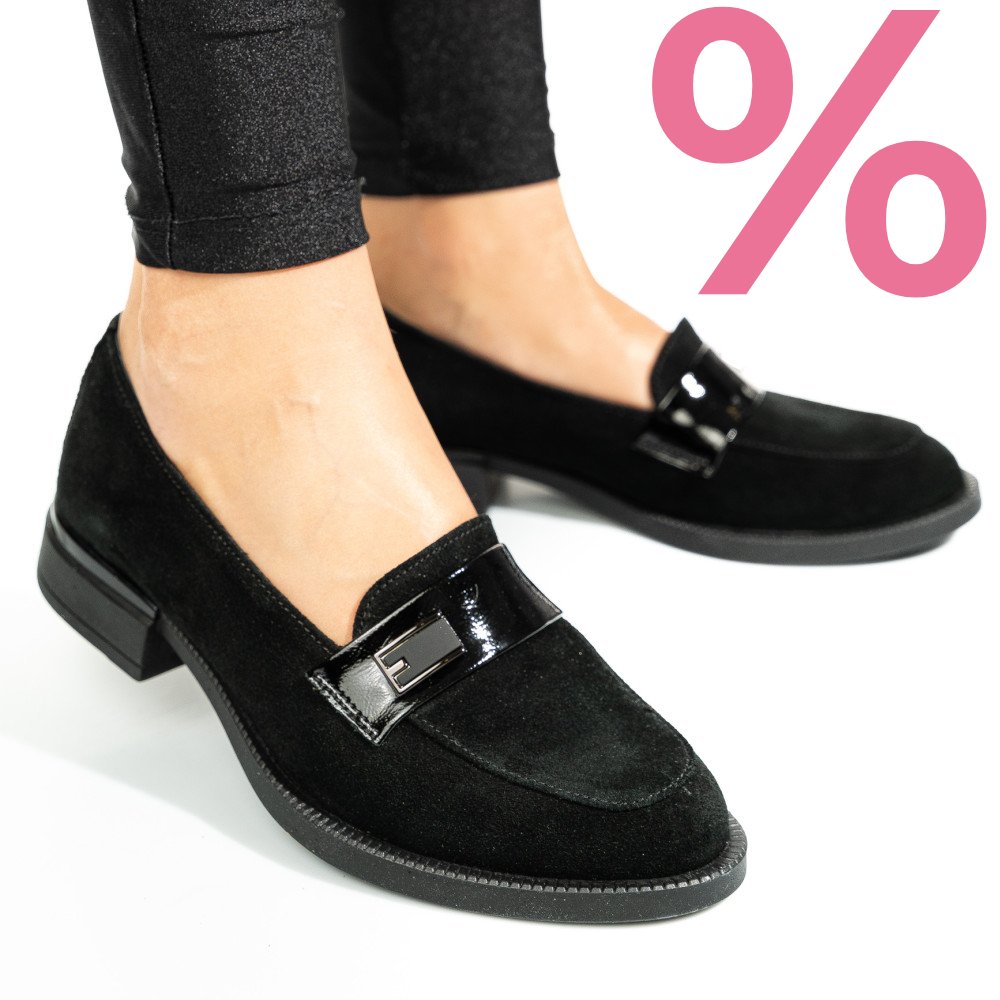 MOCASINI NEGRI PIELE NATURALA INTOARSA 2S7751626SP