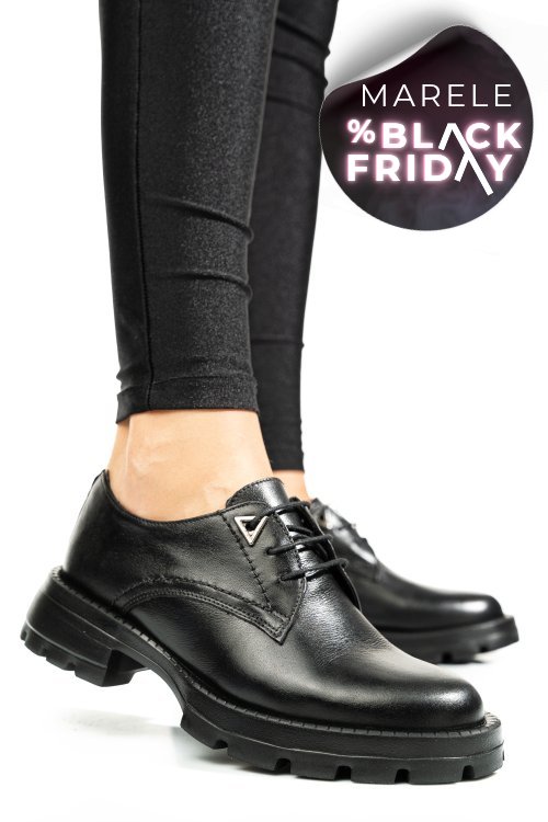 Pantofi negri piele naturala 2s7751615np