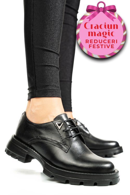 Pantofi negri piele naturala 2s7751615np
