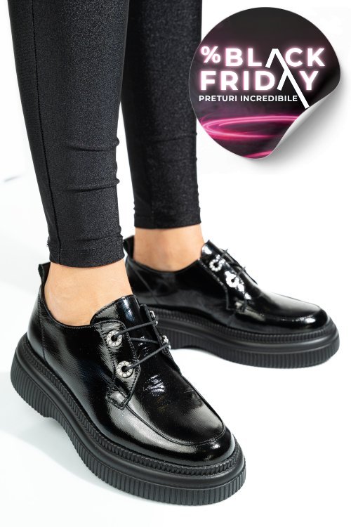 Pantofi negri piele naturala lacuita 2s7751617npk