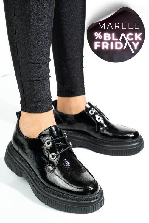 Pantofi negri piele naturala lacuita 2s7751617npk