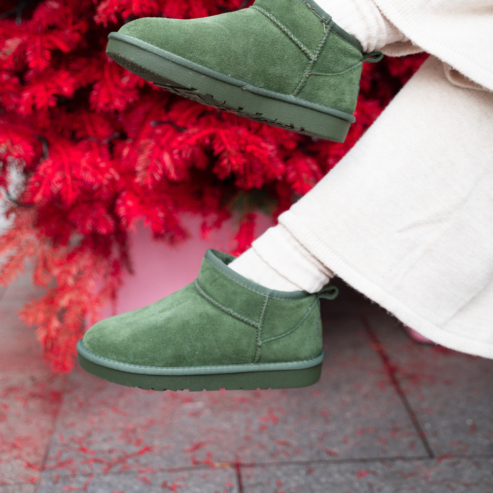 GHETE DAMA IMBLANITE PIELE NATURALA INTOARSA VERDE 1S771200