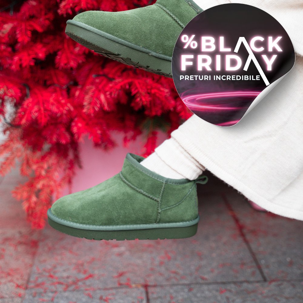 GHETE DAMA IMBLANITE PIELE NATURALA INTOARSA VERDE 1S771200