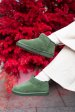 Ghete dama imblanite piele naturala intoarsa verde 1s771200
