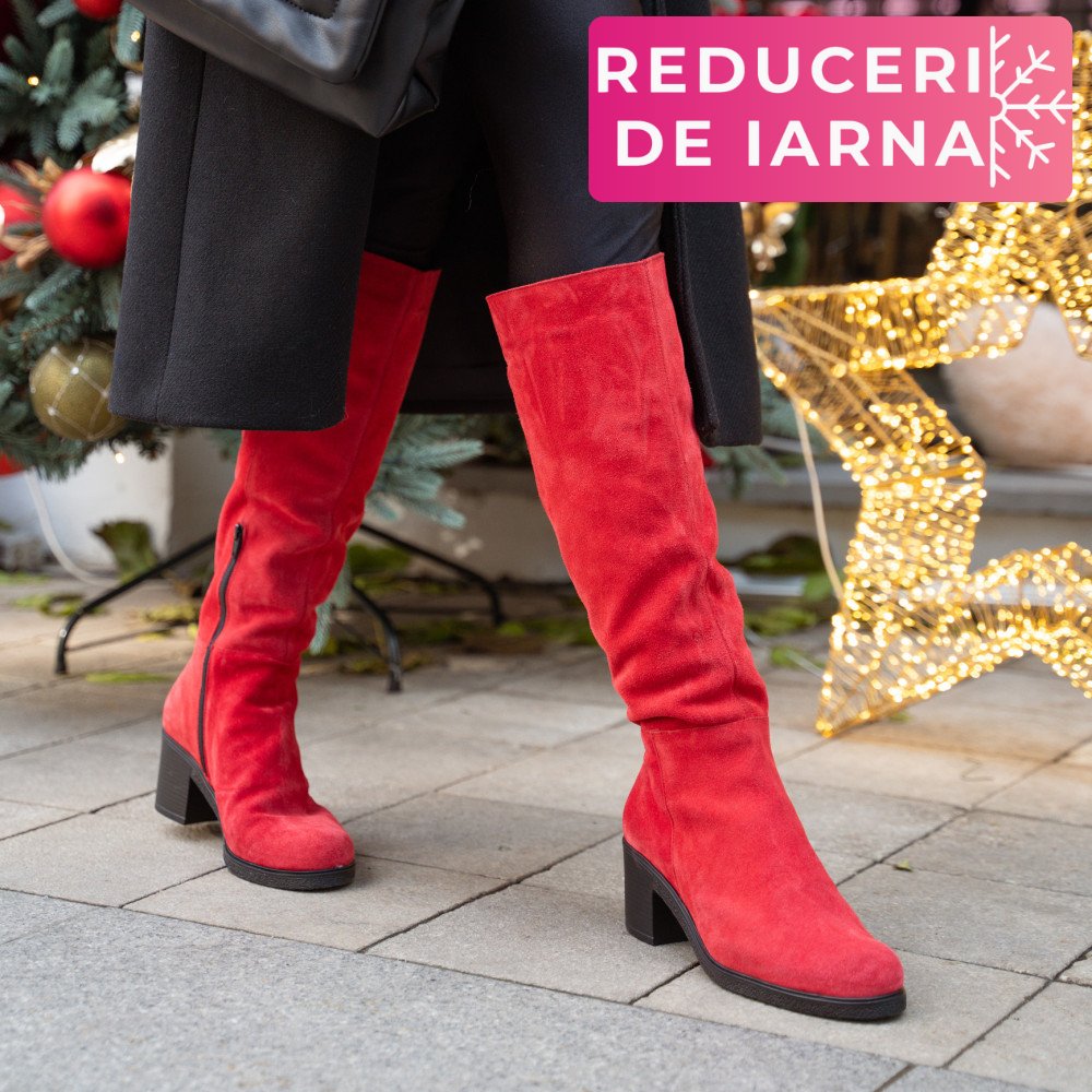 CIZME ROSII PIELE NATURALA INTOARSA 8S7700