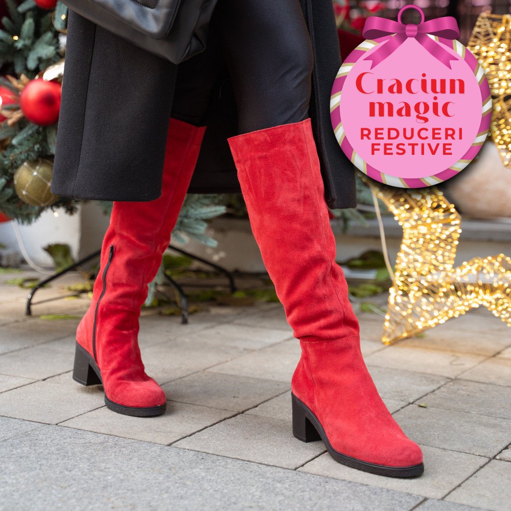 CIZME ROSII PIELE NATURALA INTOARSA 8S7700