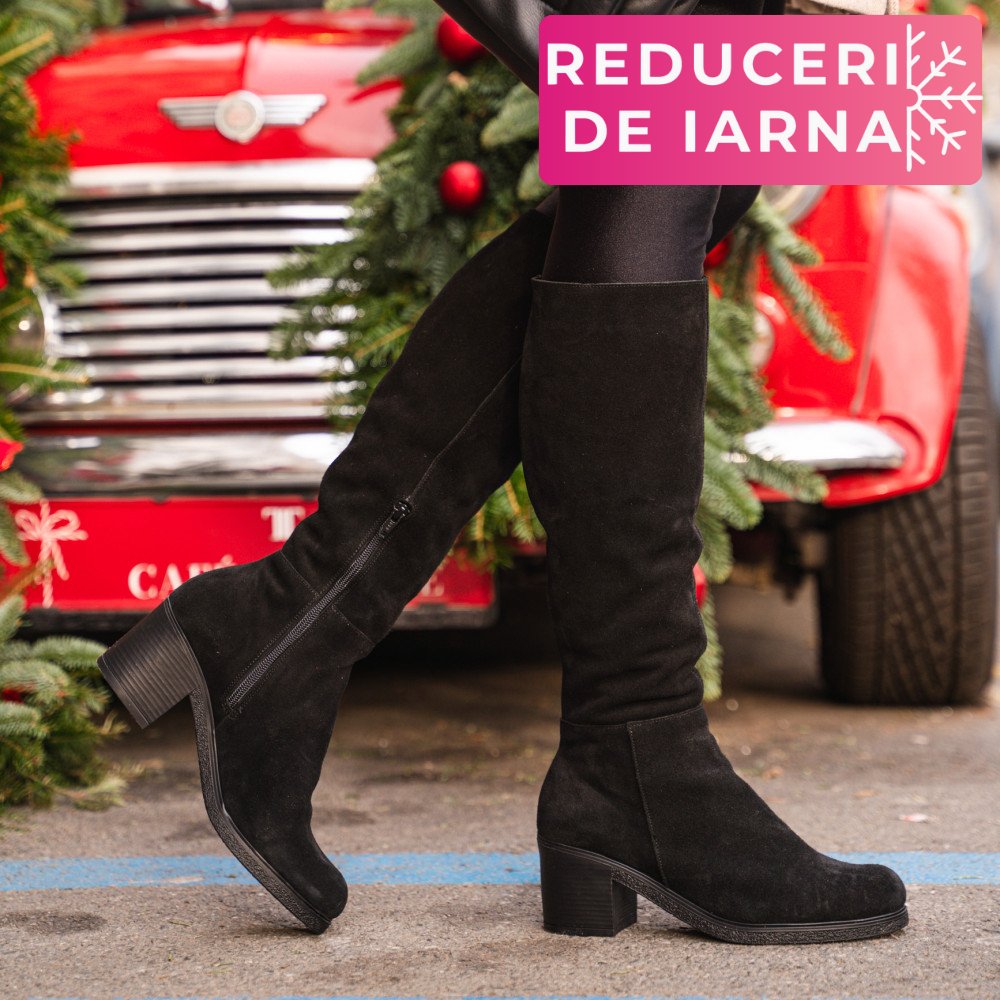 CIZME NEGRE PIELE NATURALA INTOARSA 8S7700