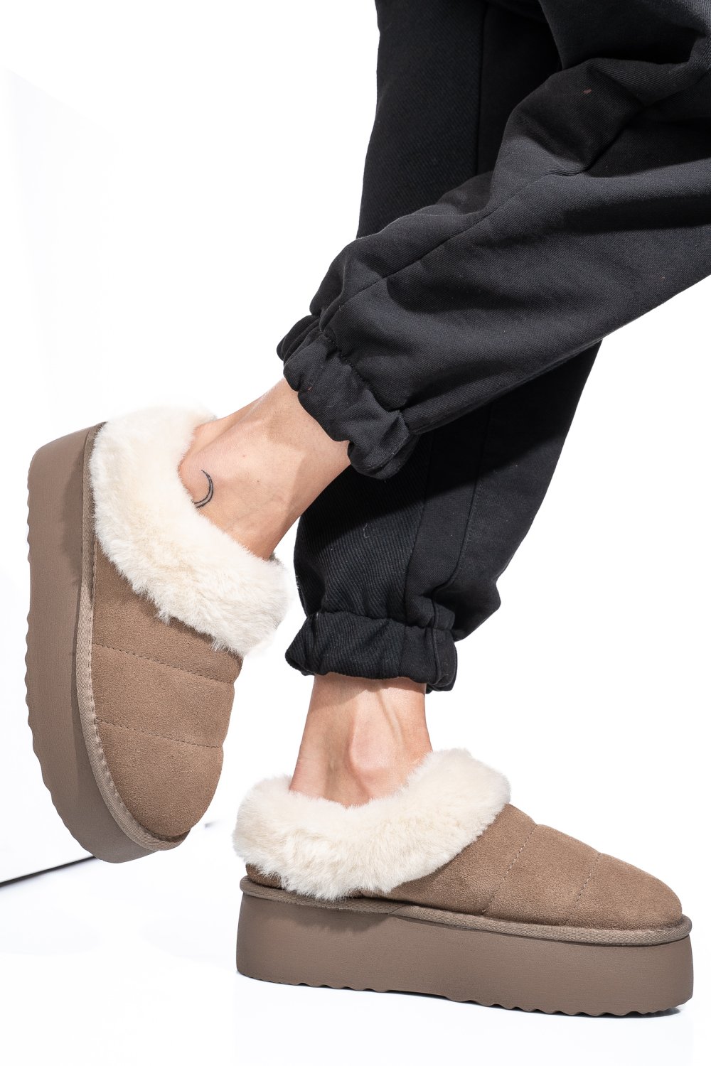 SABOTI TAUPE PIELE NATURALA INTOARSA 1S77260