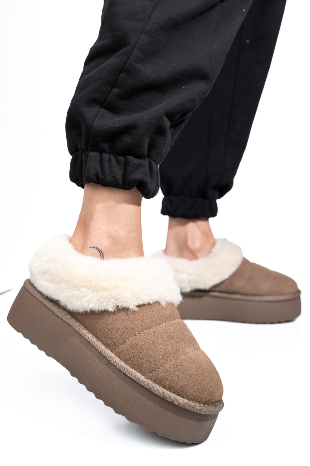 SABOTI TAUPE PIELE NATURALA INTOARSA 1S77260