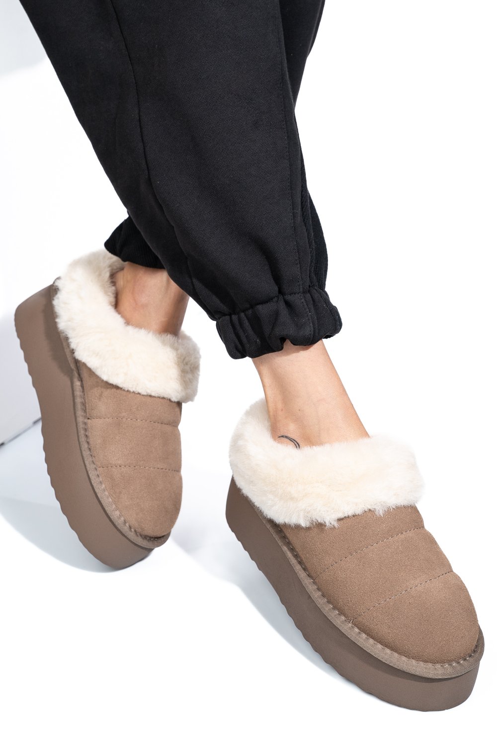 SABOTI TAUPE PIELE NATURALA INTOARSA 1S77260