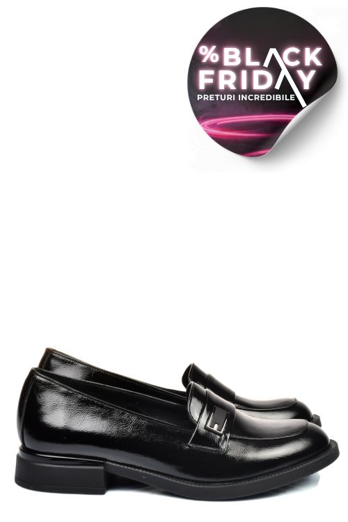 Mocasini negri piele naturala lacuita 251626npk
