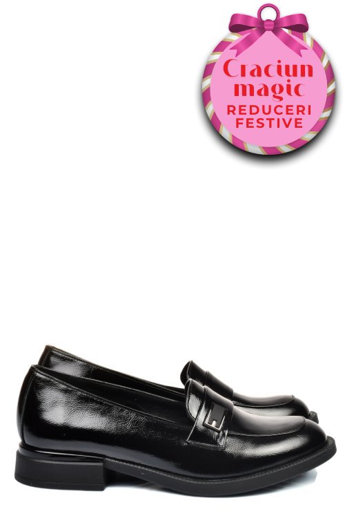 Mocasini negri piele naturala lacuita 251626npk