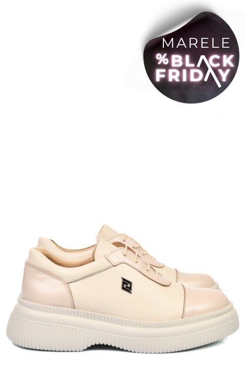 Pantofi crem piele naturala  251621np/npk