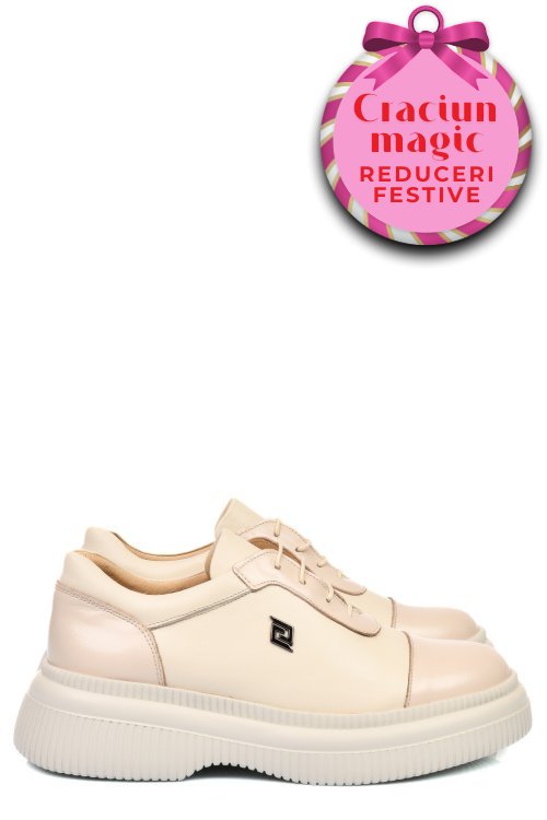 Pantofi crem piele naturala  251621np/npk