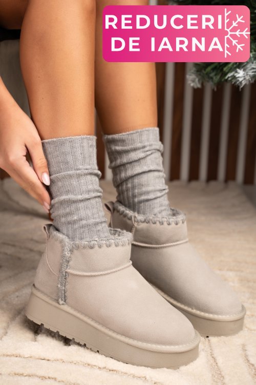 Soprani couture, cizme gri piele naturala intoarsa scw421p19