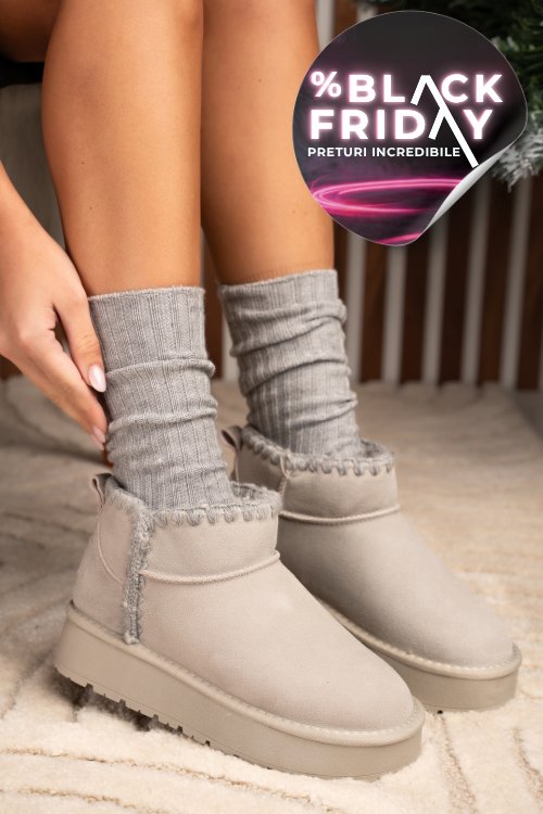 Soprani couture, cizme gri piele naturala intoarsa scw421p19