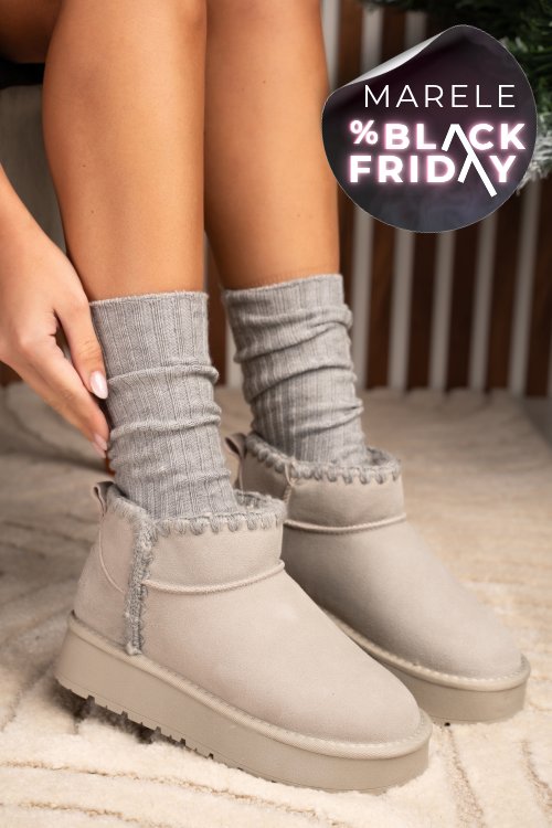 Soprani couture, cizme gri piele naturala intoarsa scw421p19