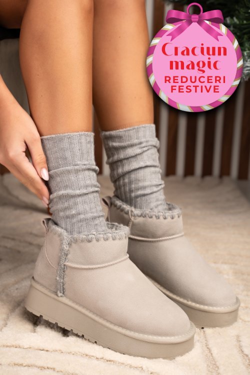 Soprani couture, cizme gri piele naturala intoarsa scw421p19