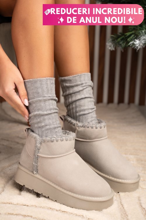 Soprani couture, cizme gri piele naturala intoarsa scw421p19