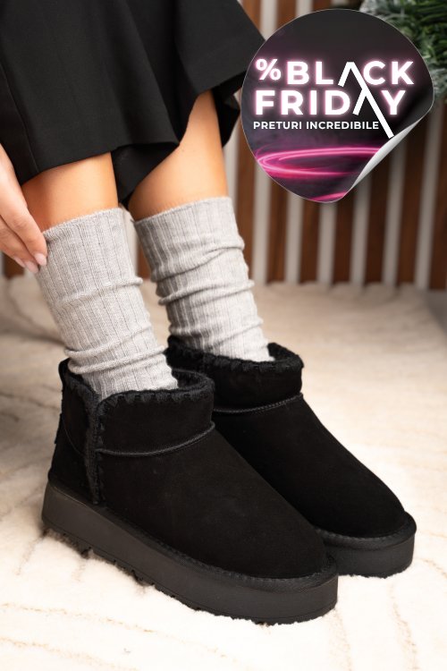 Soprani couture, cizme negre piele naturala intoarsa scw421p19