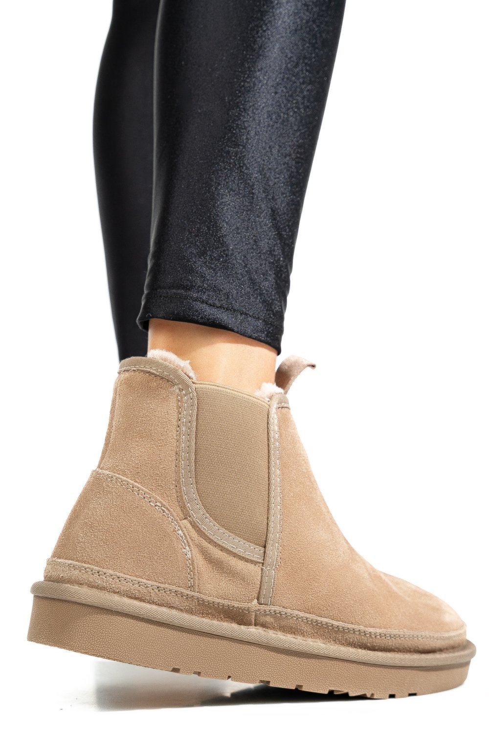 GHETE DAMA IMBLANITE PIELE NATURALA INTOARSA TAUPE 1S77208