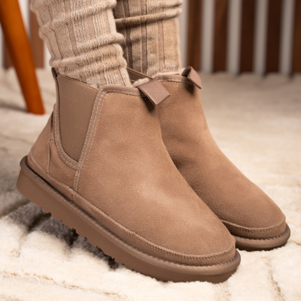 GHETE DAMA IMBLANITE PIELE NATURALA INTOARSA TAUPE 1S77208
