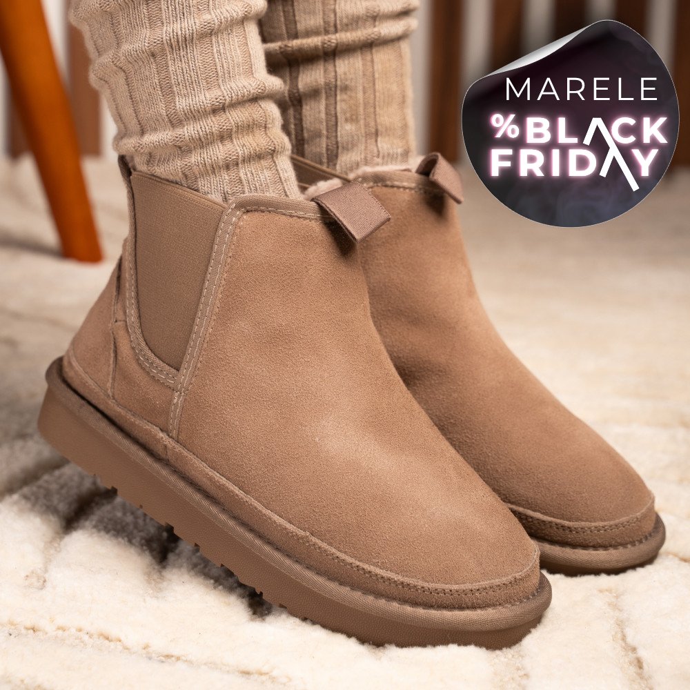 GHETE DAMA IMBLANITE PIELE NATURALA INTOARSA TAUPE 1S77208