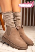 GHETE DAMA IMBLANITE PIELE NATURALA INTOARSA TAUPE 1S77208