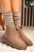 GHETE DAMA IMBLANITE PIELE NATURALA INTOARSA TAUPE 1S77208