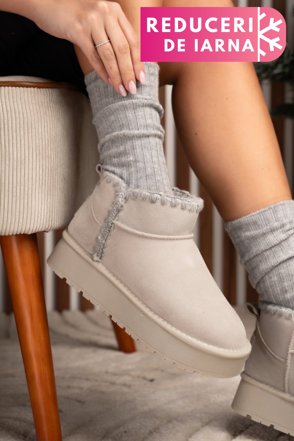 SOPRANI COUTURE, CIZME GRI PIELE NATURALA INTOARSA SCW421P19