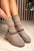 SOPRANI COUTURE, SABOTI TAUPE PIELE NATURALA INTOARSA SCW421P19