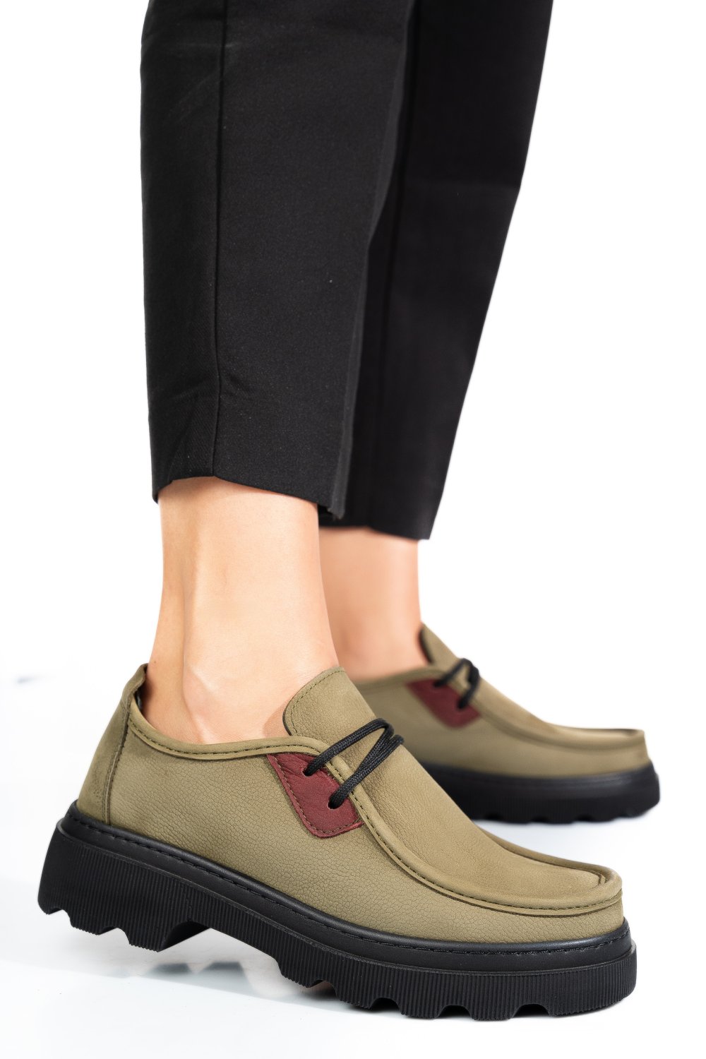 PANTOFI VERZI PIELE NATURALA NABUK APCKD-9524