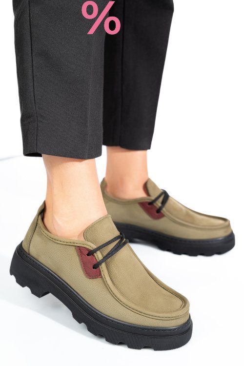 Pantofi verzi piele naturala nabuk apckd-9524