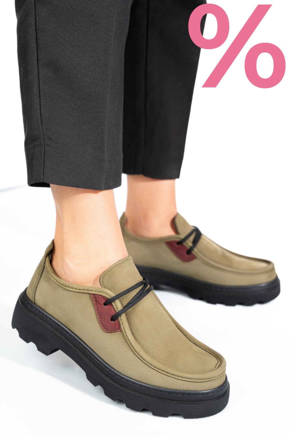 PANTOFI VERZI PIELE NATURALA NABUK APCKD-9524