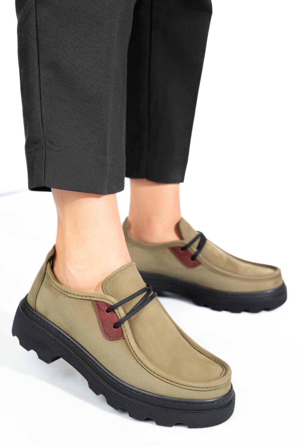 PANTOFI VERZI PIELE NATURALA NABUK APCKD-9524