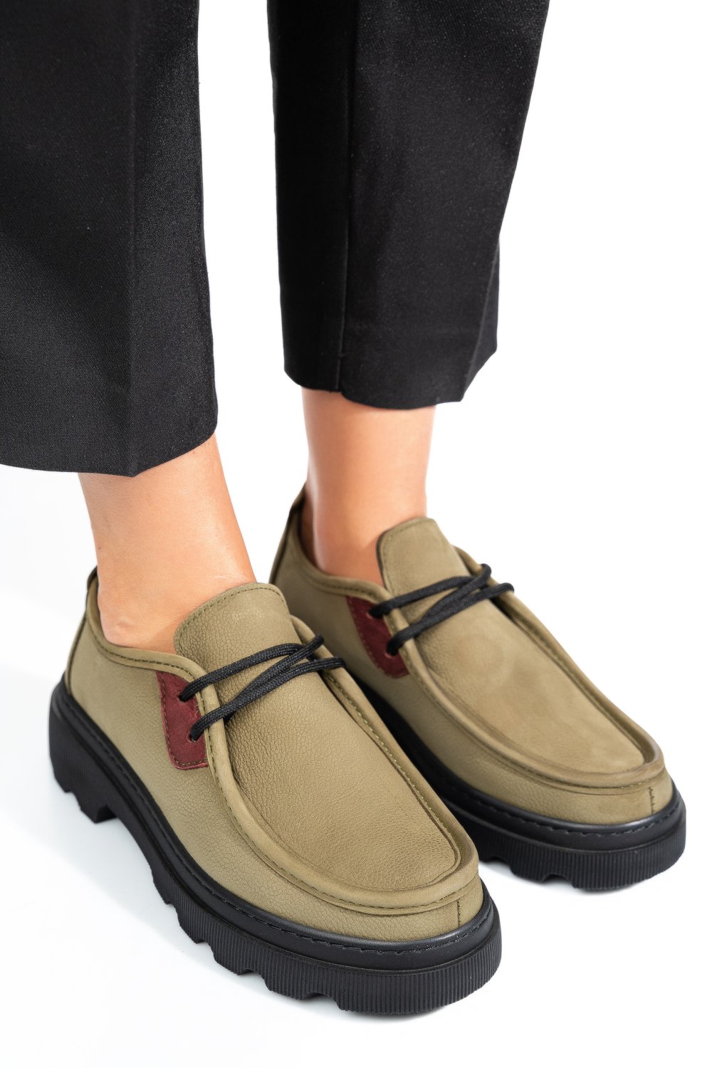 PANTOFI VERZI PIELE NATURALA NABUK APCKD-9524