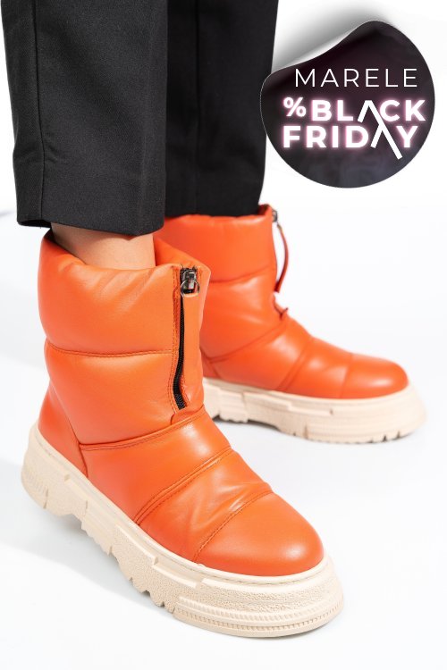 Ghete portocalii piele naturala apck4005