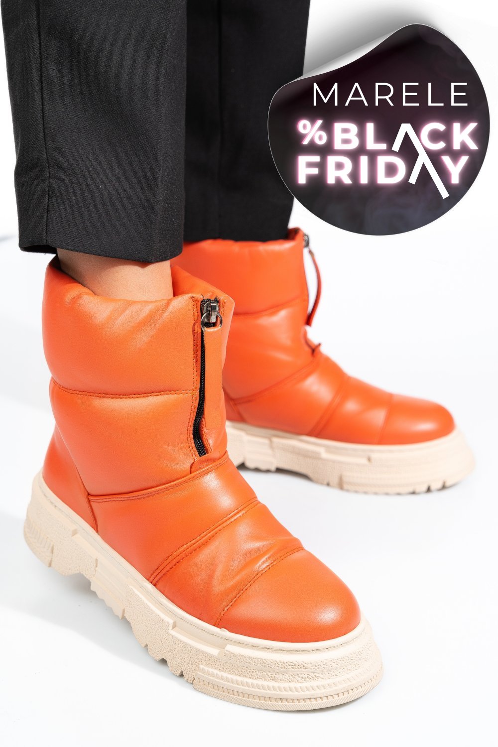 GHETE PORTOCALII PIELE NATURALA APCK4005